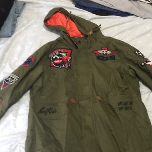 Army green jacket with patches 2XL